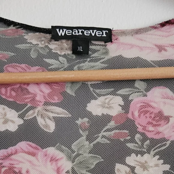 Wearever Women's Long Black Floral Bathing Suit Cover Up Size XL - Picture 3 of 7